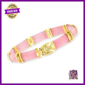 18kt Gold Over Sterling Jade Bracelet 8.5" Figure 8 Safety Clasp